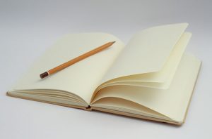 A blank notebook.